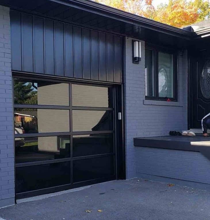 black glass garage door